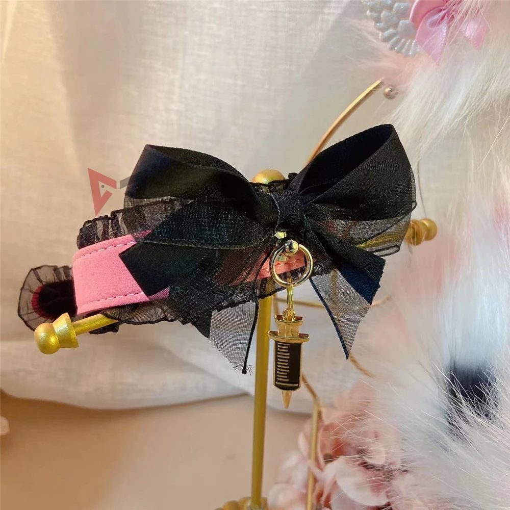 New Handmade Work Pink Bunny Rabbit Ears Hairhoop Nurse Hat Tail Necklace Earrings Cosplay Lolita Acessories Headwear