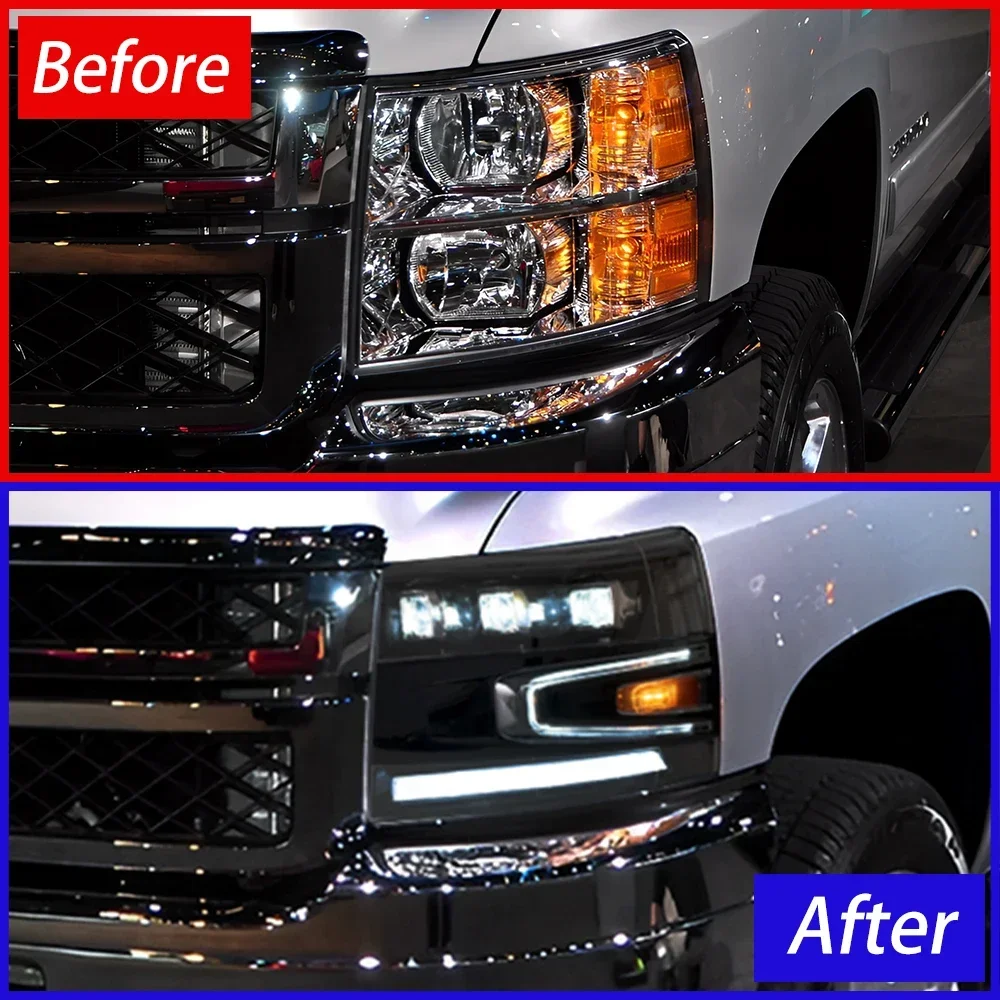 Auto Headlights For Chevrolet Silverado 2007-2013 Car Front Lamps Assembly Upgrade High Quality LED 3 Projector Lens Accessories