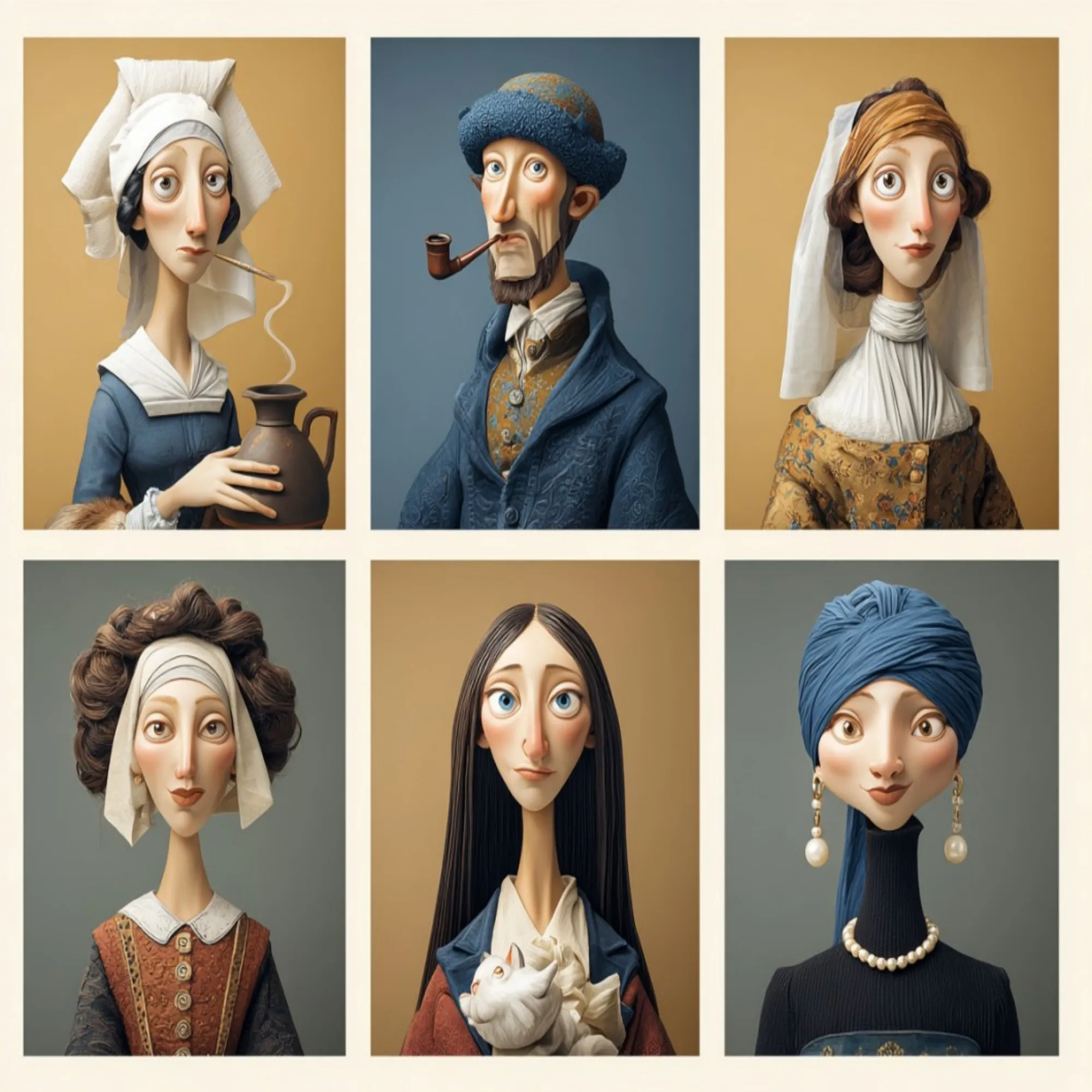 6 groups of paintings Fun Retro Portrait Painting By Numbers Kit DIY Acrylic Artwork Canvas Art Gift Home
