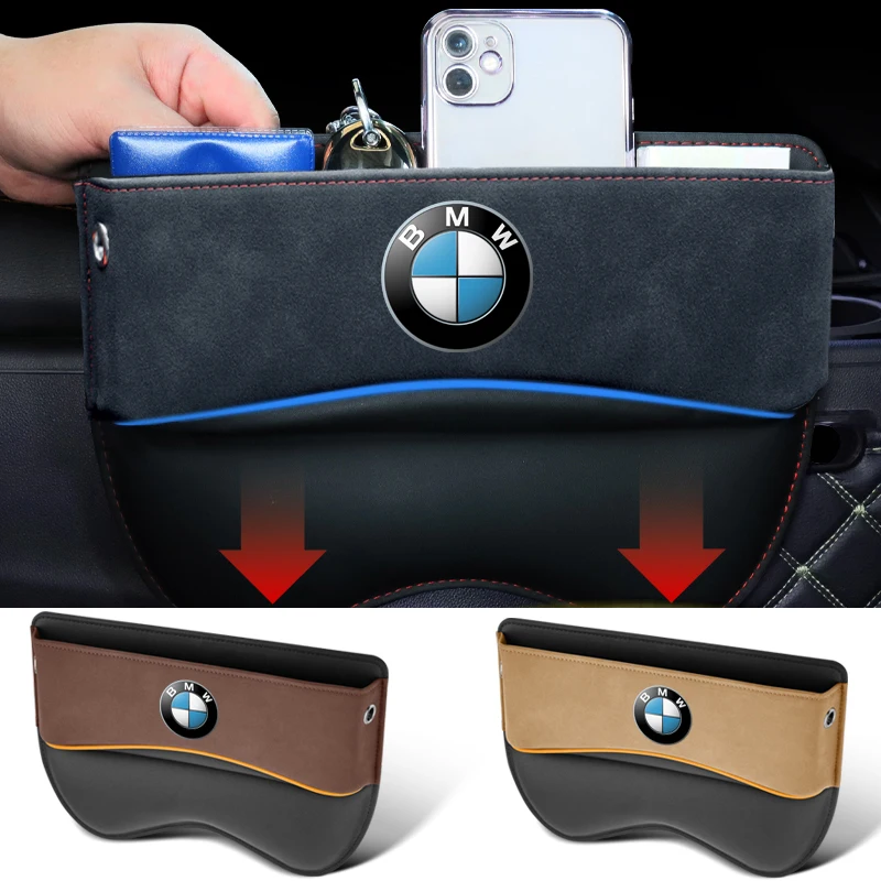 Car Seat Organizer Suede Crevice Box For BMW 1 2 3 4 5 7 Series X1 X2 X3 X4 X5 X6 X7 F10 F20 F30 G20 F15 F16 F34 E90 E91 E92 E93