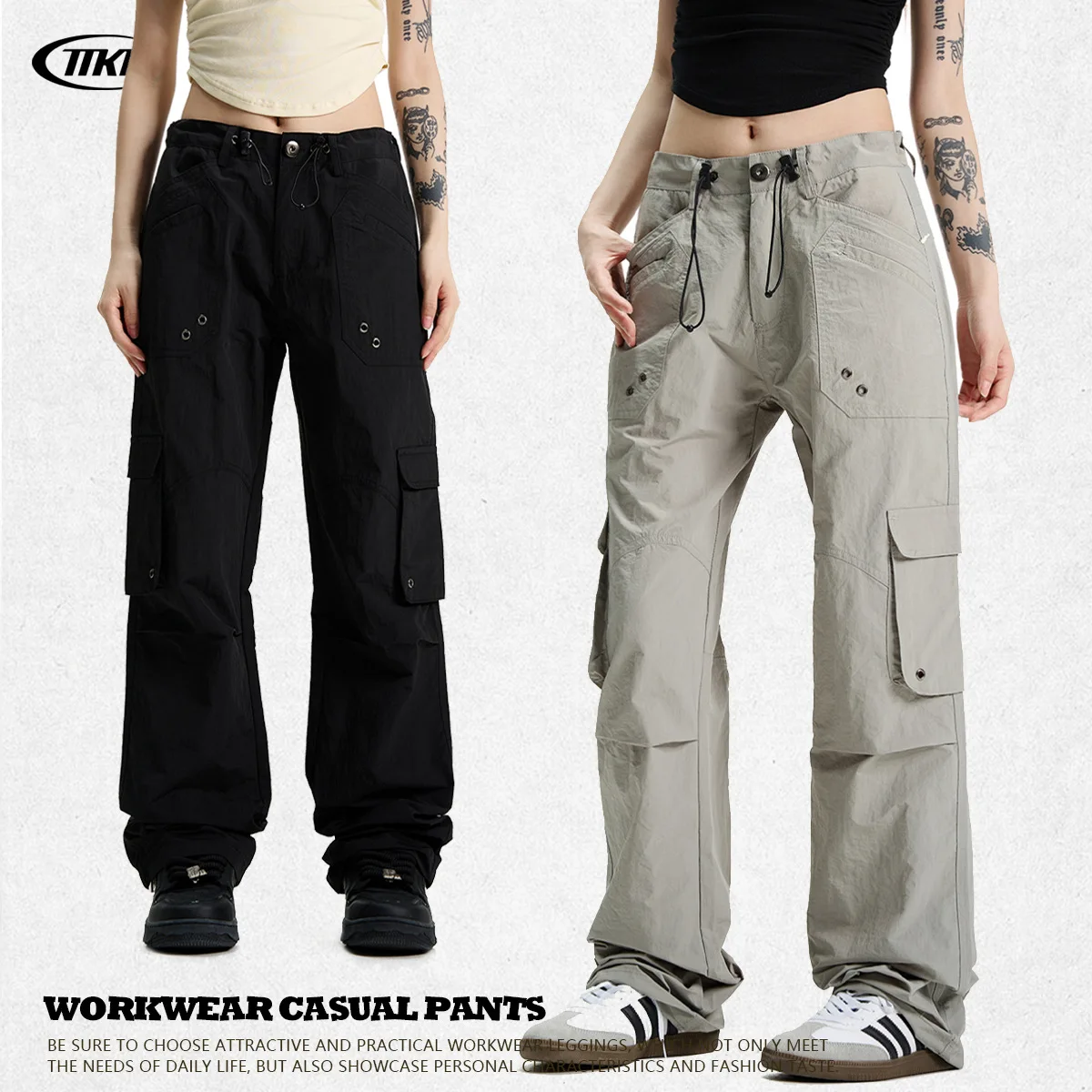 

Ретро-брюки в американском рабочем стиле для мужчин и женщин, свободные прямые брюки-парашюты CleanFit, модные городские брюки из хлопка