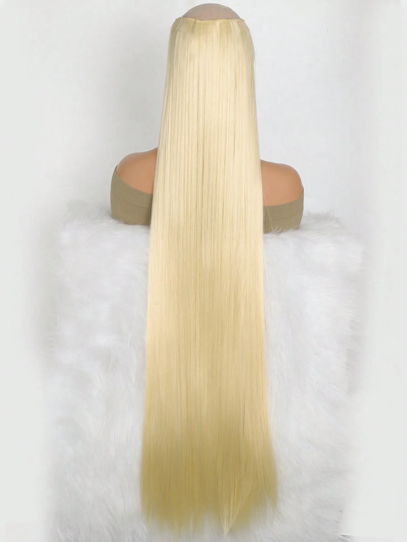 Aosiwig Synthetic Super Long Straight 100cm 5 Clip In Hair Extension Natural Hair Black Blonde Fake False Hairpiece for Women