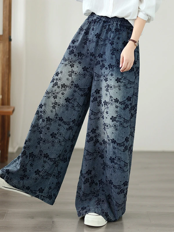 Authentic plus Size Wide Leg Jeans Elastic Casual Versatile High Waist Denim Cotton Polyester Blend Spring Autumn Women's Fas...