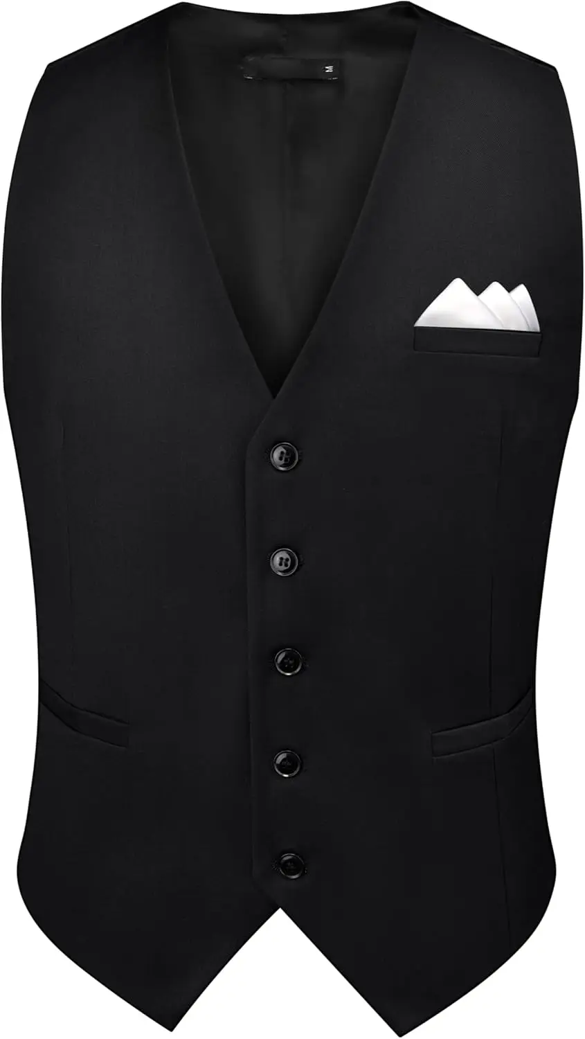 Men's Suit And Pocket Square Set Business Formal Dress Waistcoat Vest With 3 Pockets