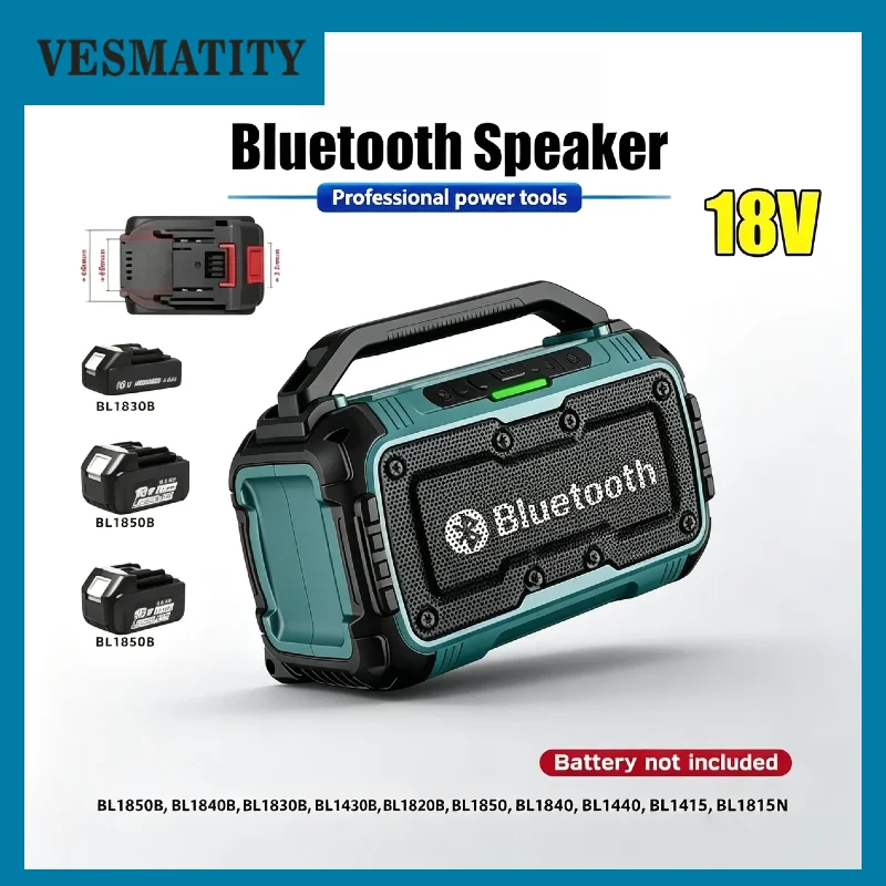 vesmatity-bluetooth-speaker-usb-type-c-port-charge-waterproof-stereo-surround-loudspeaker-for-makita-battery-pro-core-max