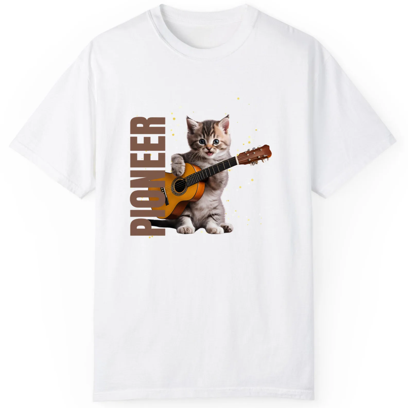 

Funny Cat Playing Guitar Pioneer Best Gift Womewns And Mens T-Shirt