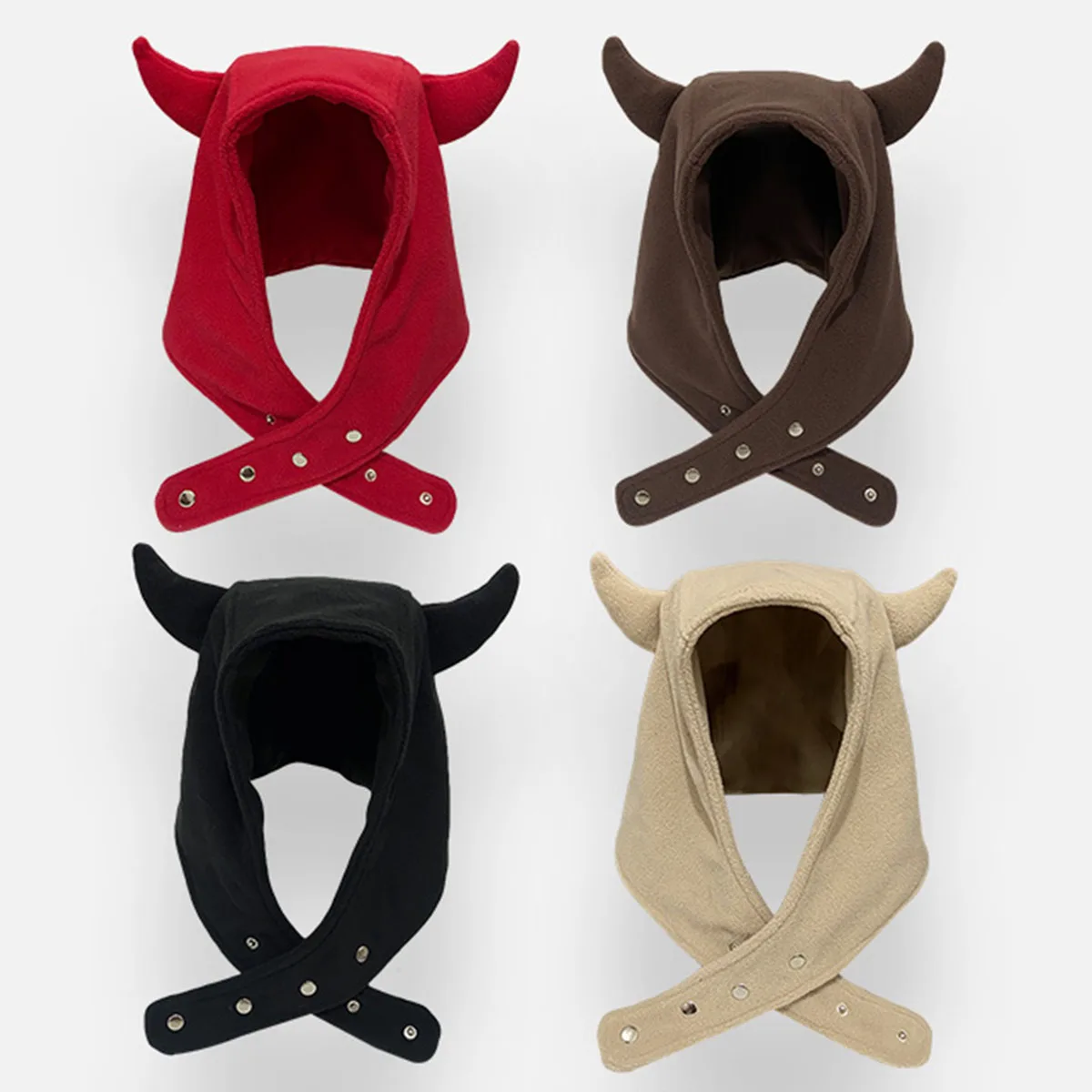 Japan Yabi Cute Devil Ears Cow Horn Thunderbolt Hat Women Autumn Winter Warm Suede Ear Protection Set Head Cap Y2K Beanies