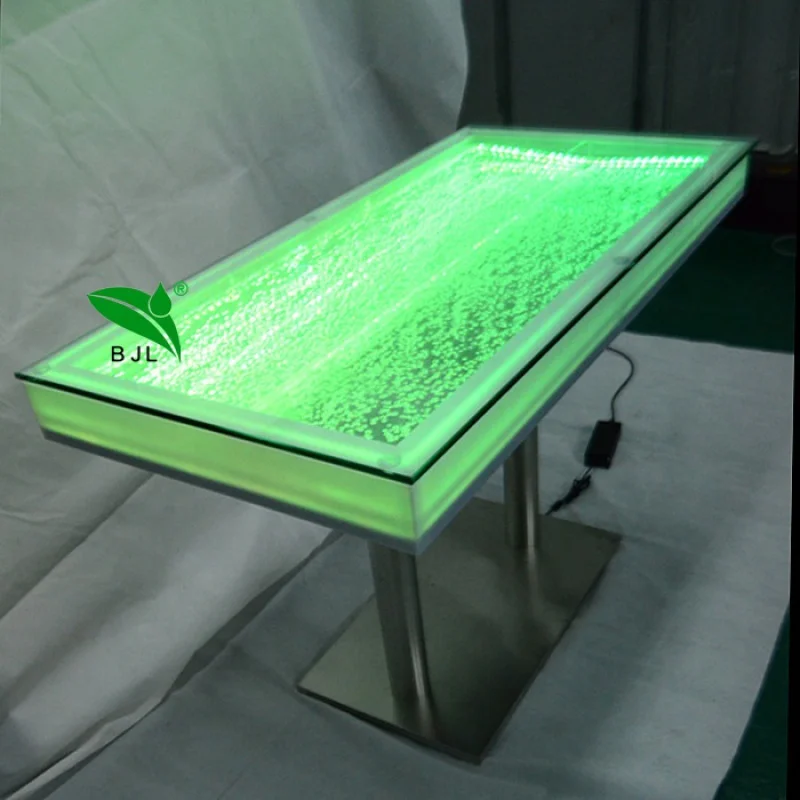 Custom, indoor glowing furniture water bubble tabletop LED light cocktail coffee table