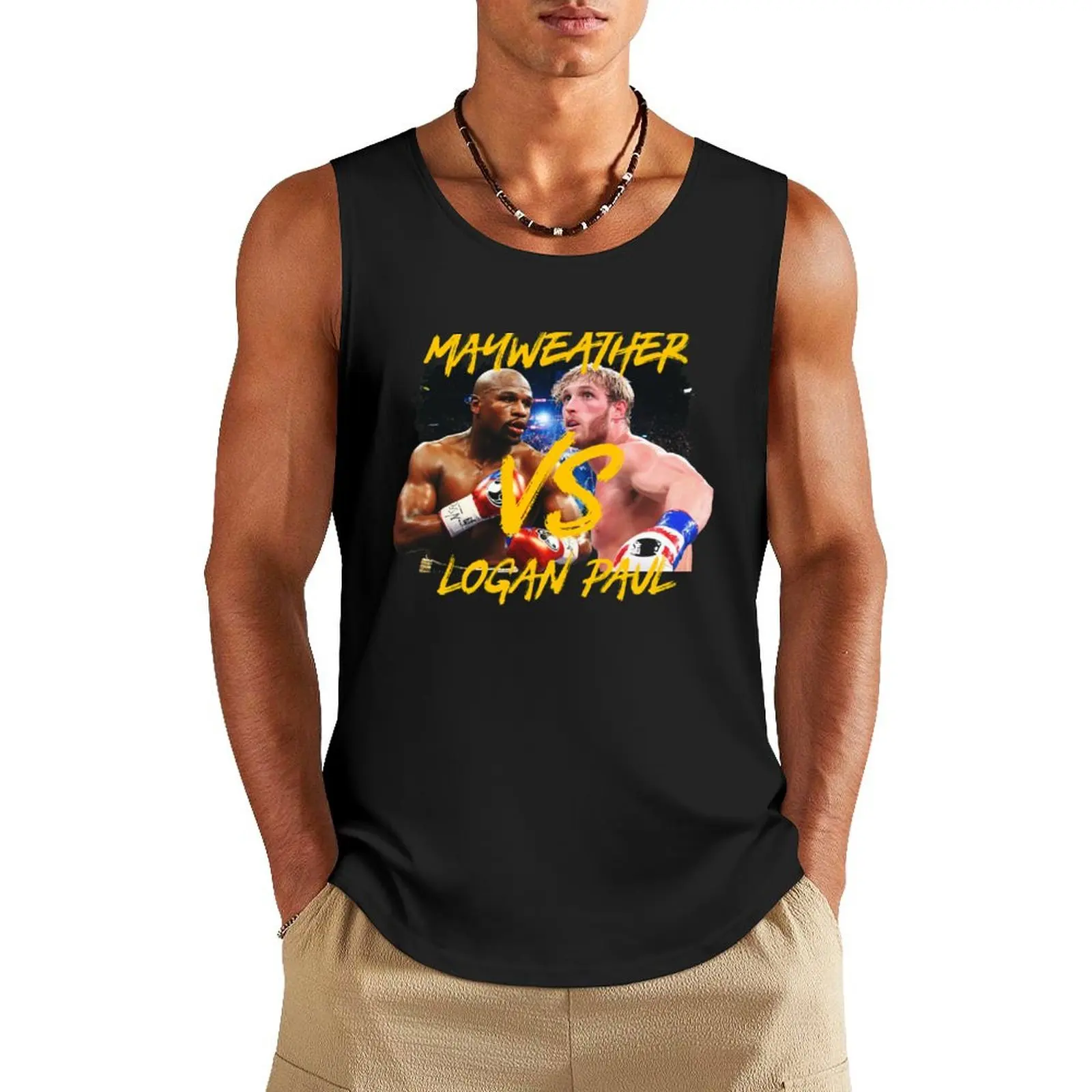 

Floyd Mayweather VS Logan Paul 2021 Fight Tank Top Top summer Vests gym top fitness clothing for men