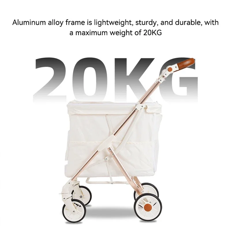 2024 New Big Space Pet Stroller Portable Folding Small Dog Stroller Trolley Pet Products