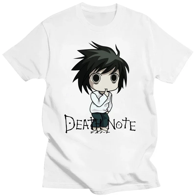 Death Note L Lawliet Chibi Anime T‑Shirt Retro Cute Mange Print Unisex Oversized Short Sleeve Men Woemn Casual Streetwear Tops