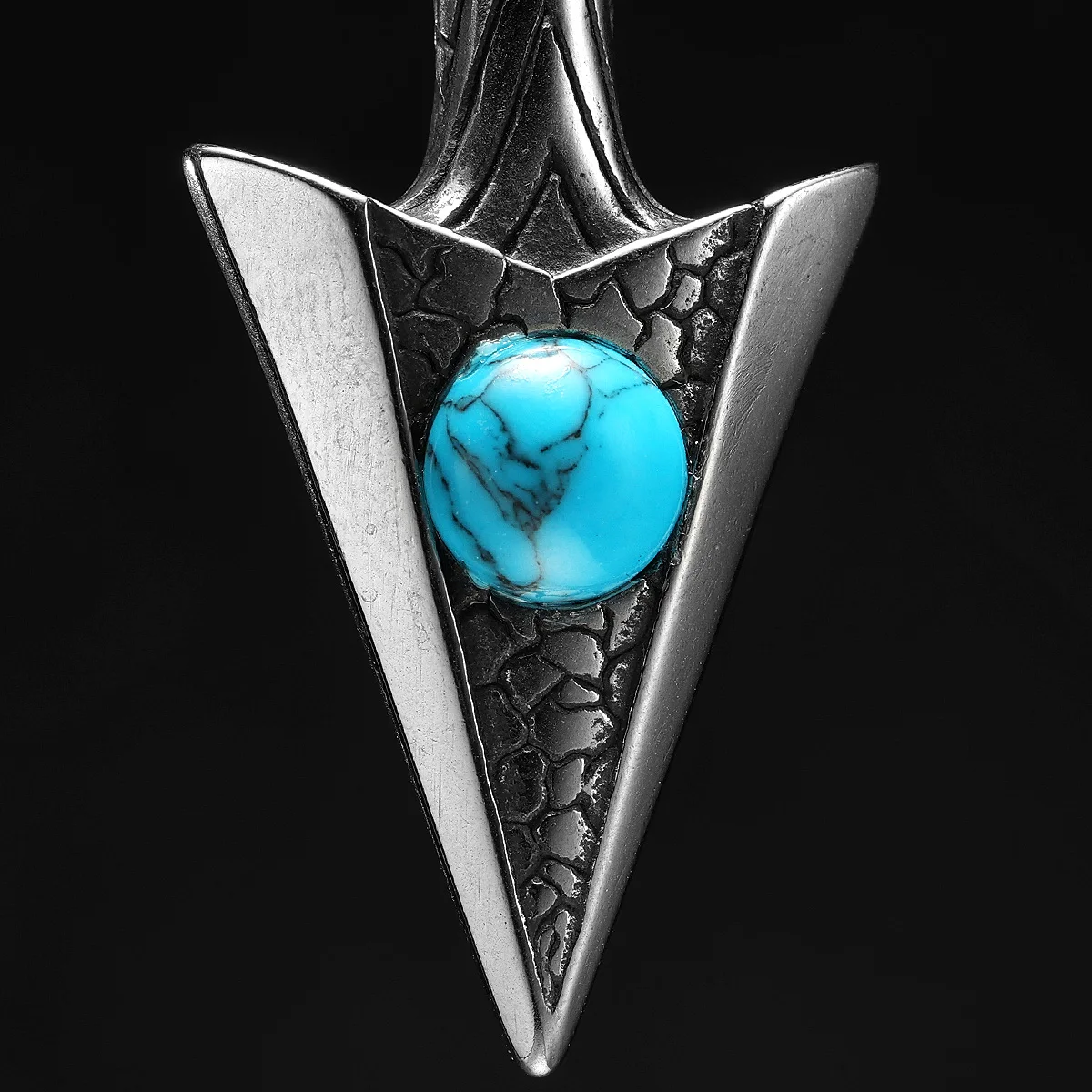 Skull Dart Necklace Spearhead 316L Stainless Steel Pendants Turquoise Men Ice Cracks Chain Punk for Boyfriend Male Jewelry Gift