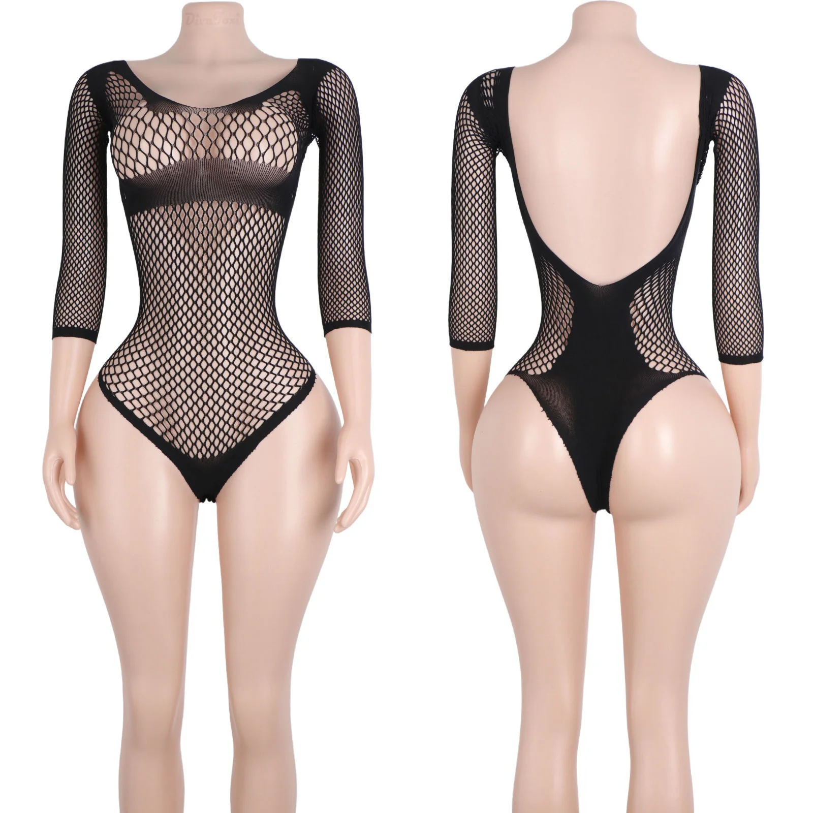 Trajes de Stripper de rejilla con cordones, mangas recortadas, Bikini con tangas, Ropa de baile exótica para niñas occidentales, paneles de malla, Leotardos de gimnasia