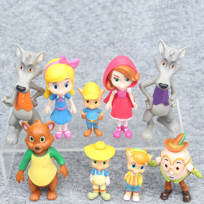 9 قطعة/المجموعة الكرتون لطيف Goldie الدب Goldilocks والثلاثة الدببة الكبيرة سيئة الذئب ليتل الأحمر ركوب هود التماثيل الديكور الحرف