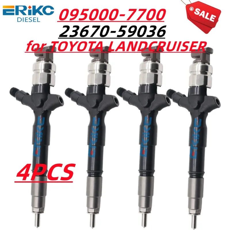 4PC 095000-7700 Fuel Injector 0950007700 Nozzle 095000-7701 for Toyota Land Cruiser 200-4.5d 23670-51030 23670-59036