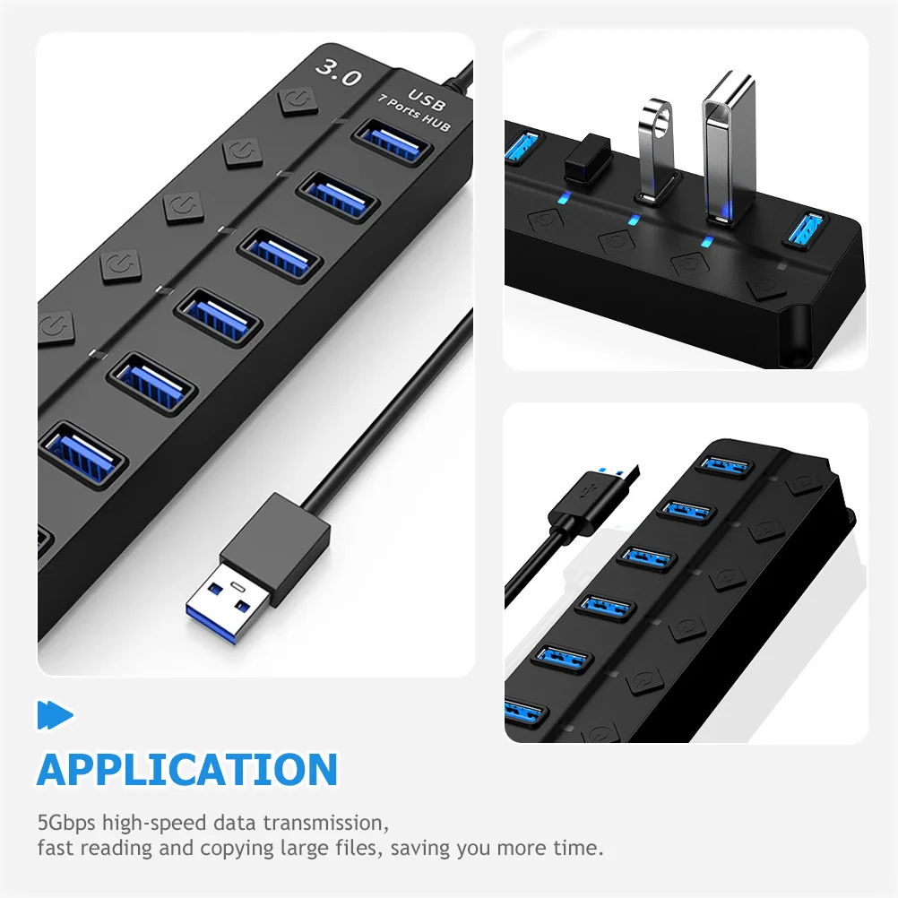 

Usb3.0 Hub 7 Port USB Splitter Adapter Multiple USB Ports for Laptop Computer External Power Support High Speed