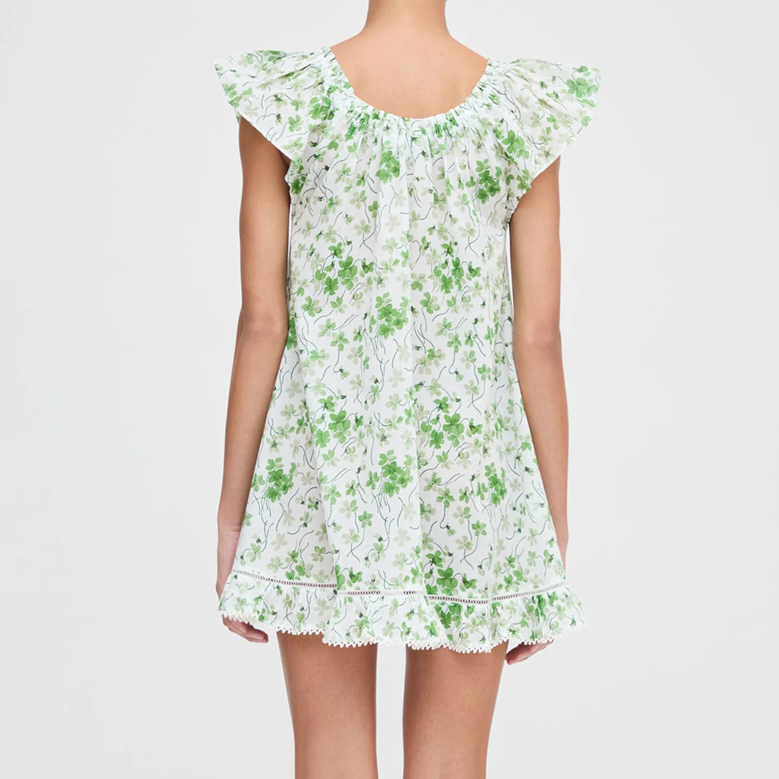 Nouvelle mode femmes été Mini robe décontracté coupe ample élégant imprimé fleuri nœud manches volantes une ligne robe offre spéciale S M L