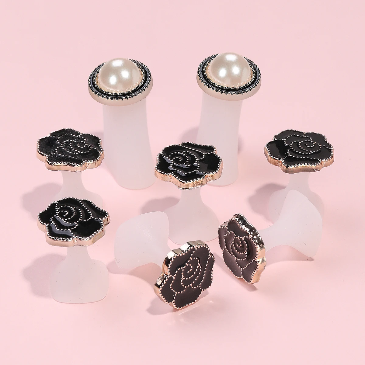 8 pezzi separatore di dita in silicone rosa nera set di strumenti per pedicure morbidi e carini di distanziatori per dita dei piedi per applicare lo smalto e la riparazione delle unghie