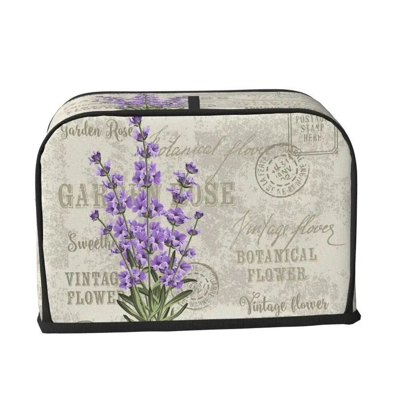 Vintage Lavender Flower Stamp 2 Slice Toaster Bakeware Cover Protector Dustproof Kitchen Clean Tools Organizer