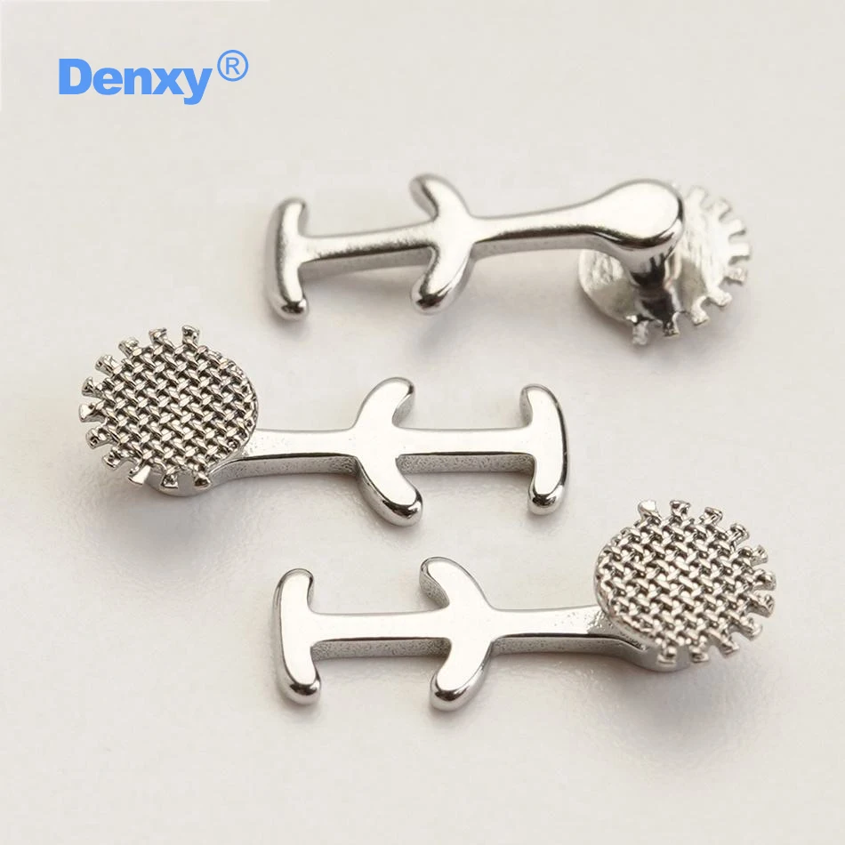 DENXY 10 Stück kieferorthopädische lingualen Knöpfe mit Arm, Dental-Mesh-Basis, linguale Aufsätze, mehrfach haftbare, krimpbare Haken – Detail 4