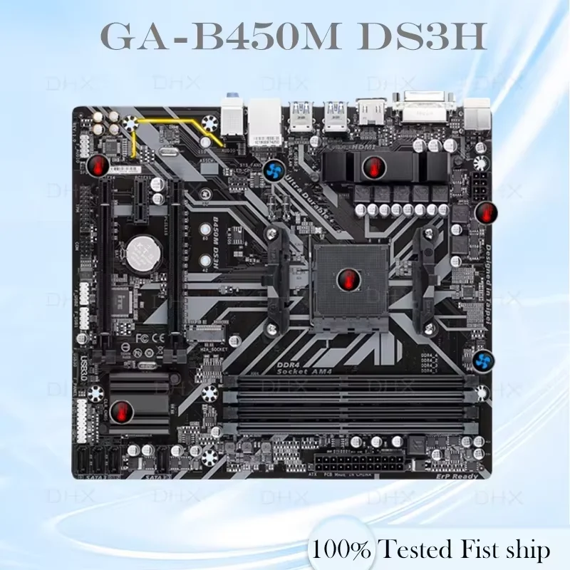 For Gigabyte GA-B450M DS3H Motherboard B450M DS3H 64GB Socket AM4 DDR4 Micro ATX Mainboard 100% Tested Fully Work be Fast Ship