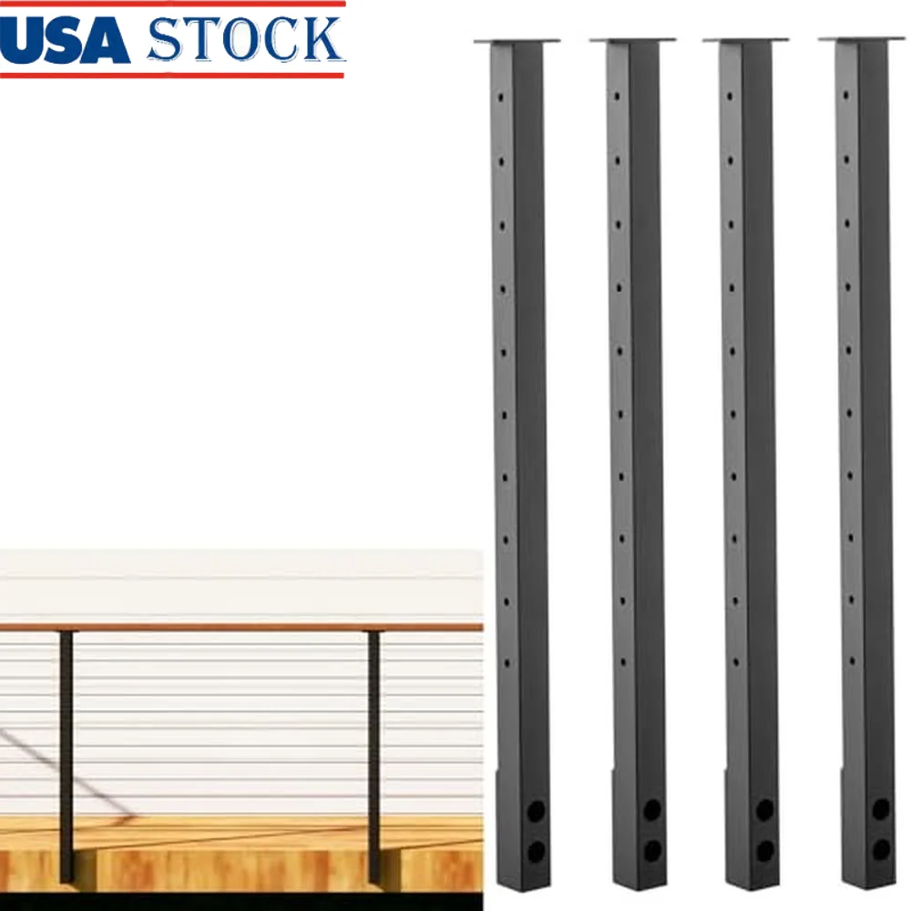 Stainless Steel Cable Railing Post-Mount Wood Deck 36