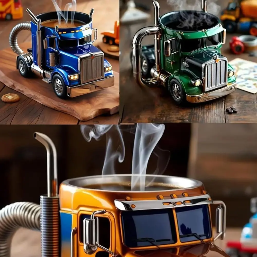 New Durable Truck Coffee Mug Semi Truck Handcrafted Coffee Cup 11 Ounces Semi-trailer Shaped Semi-Truck Coffee Mugs For Men