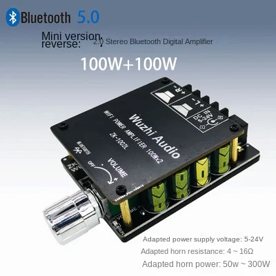 

100W * 2 Mini Edition 50W80W High Power 5.0 Bluetooth Power Amplifier Board with Knob Adjustment Volume Switch 1002L