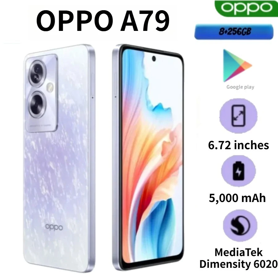 2026 OPPO A79 5G Global Edition smartphone, 8GB RAM, 256GB storage, 5000mAh battery, 33W fast charging, FHD+ display