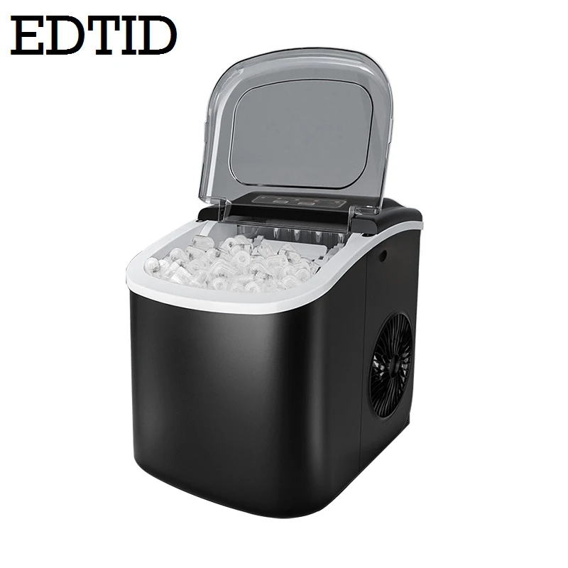 EDTID Mini Automatic Electric Ice Maker Bullet Round Block Ice Cube Making Machine 15kgs/24H Small Bar Milk Tea Coffee Shop EU