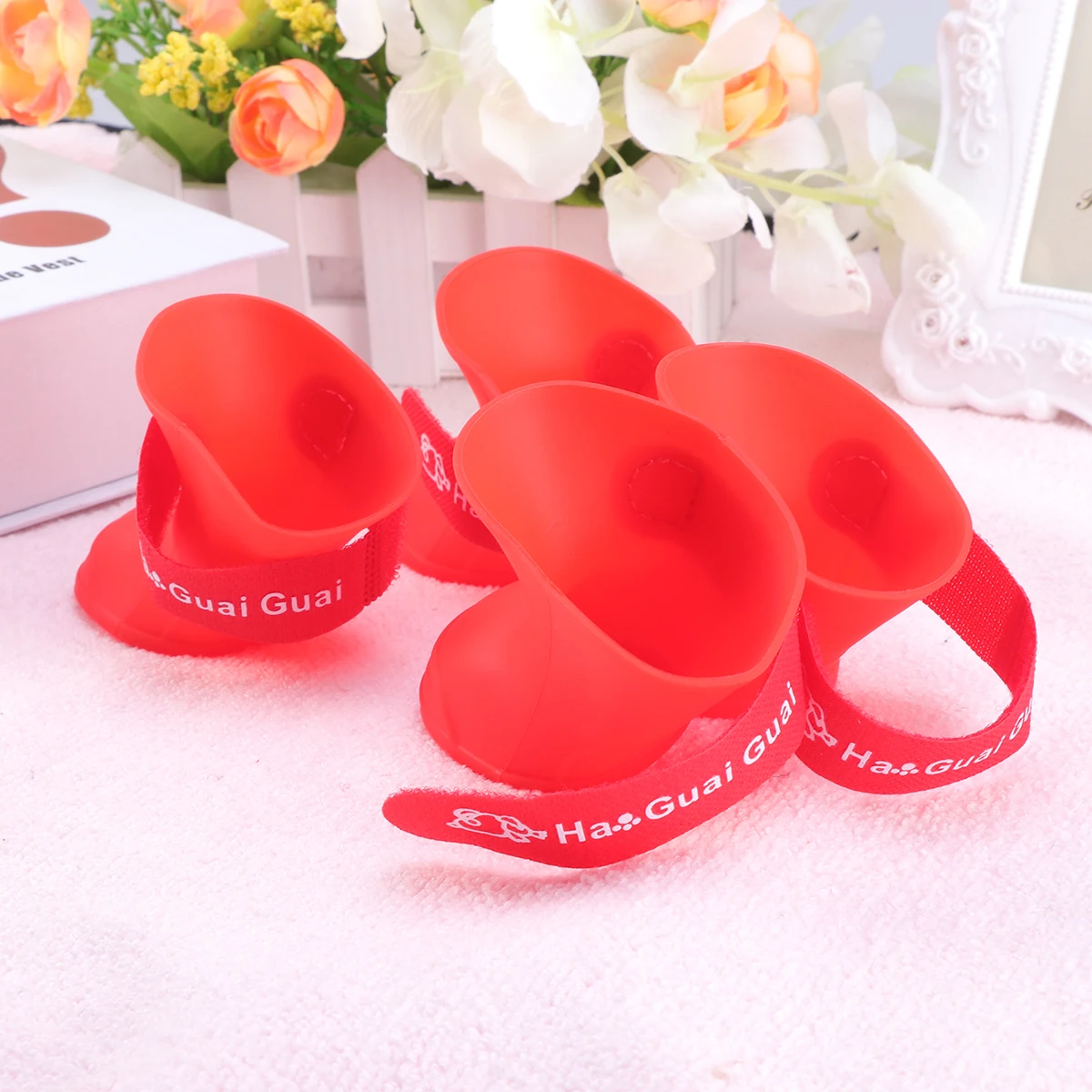 

Rain Shoes Waterproof Non-Slip Dog Rain Boot Pvc Dog Boots Candy Color For Wet Mud Beach Wooden Floor Size L Red