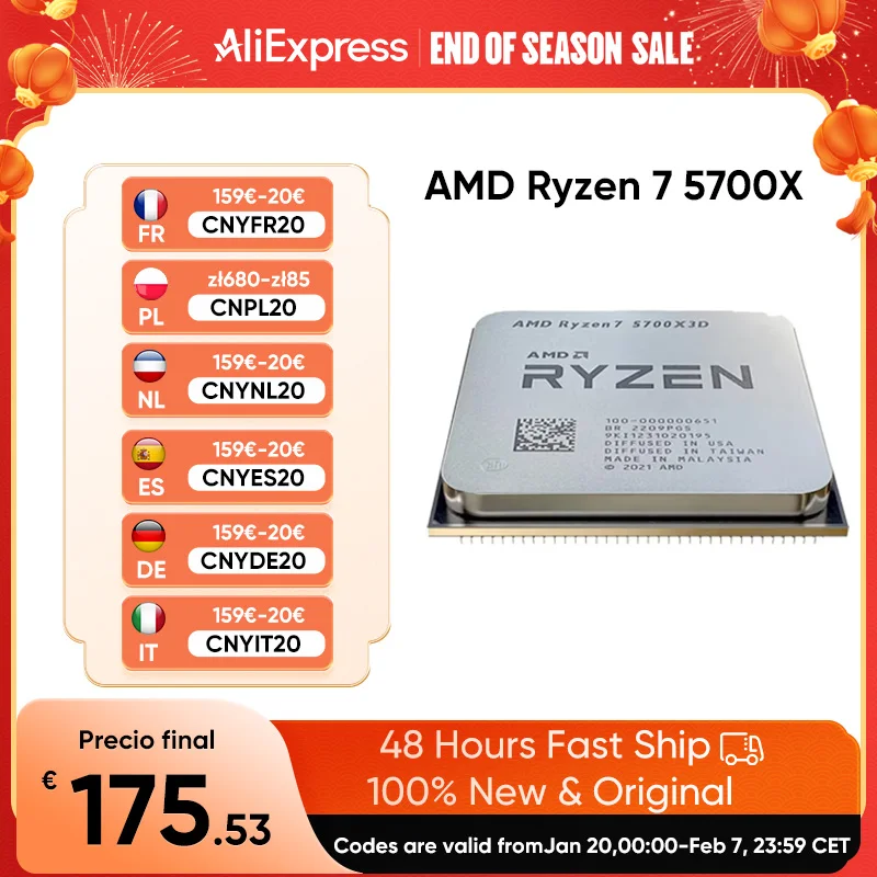 AMD RYZEN™ 7 5700X3D CPU Gaming Processor 8 Core 16 Thread 4.1GHz 7NM 100MB Game Cache Socket AM4 Processor 100% Brand New