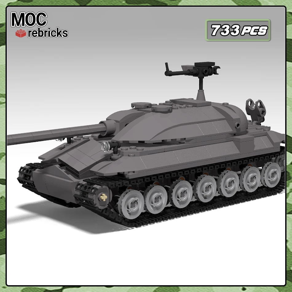 MOC-56408 Expert Collection Building Blocks IS-7 Heavy Tank Tracked Armored Vehicle Model Display Bricks Toys Kid's Holiday Gift