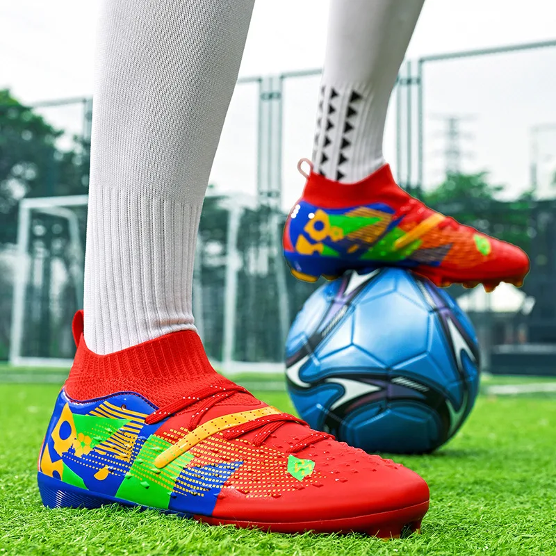 

New Colorful TF/AG Mens Football Boots Big Size 46 Non-Slip Futsal Shoes Man Soccer Shoes Society Wearable Studded Boots For Men