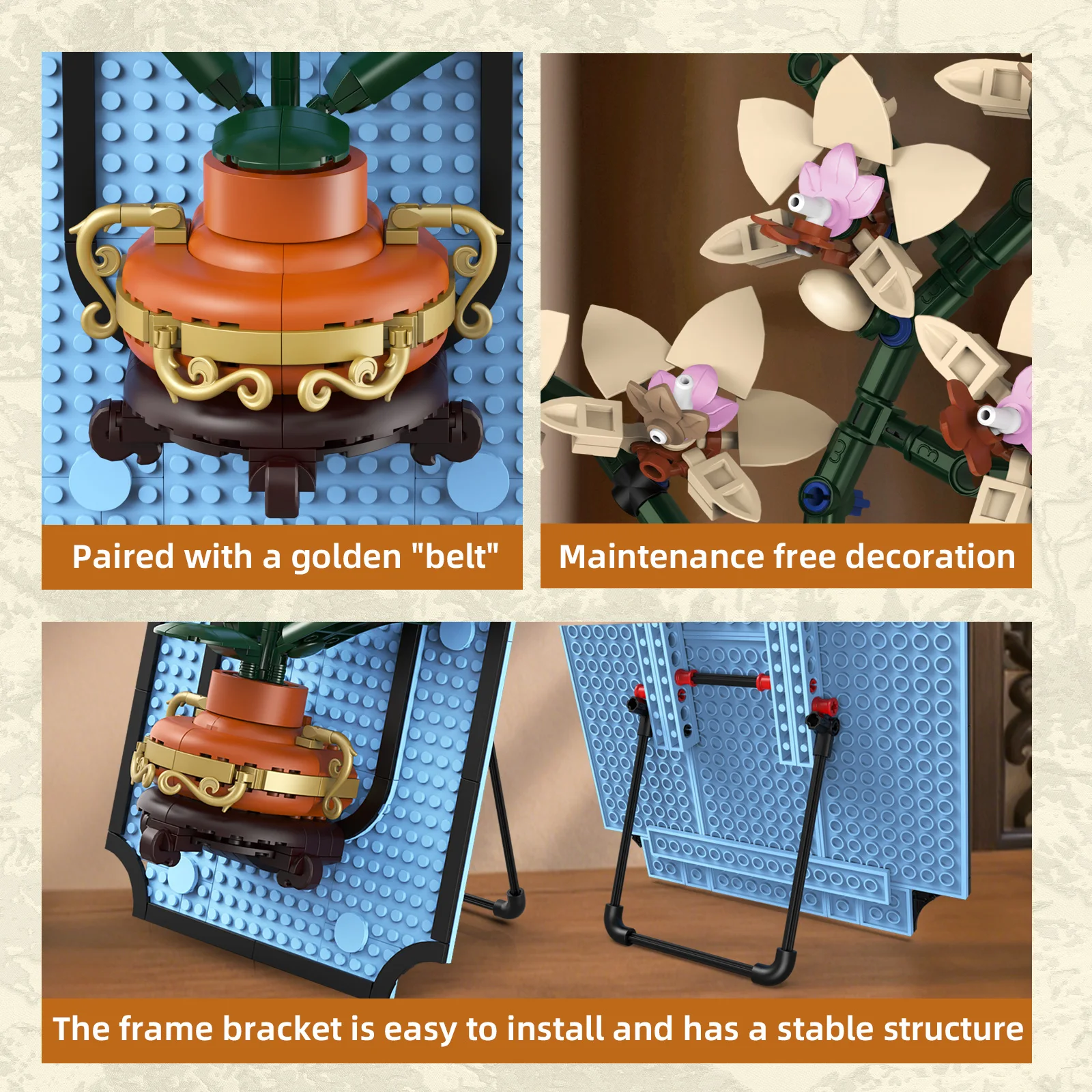 531PCS Phalaenopsis orchidee woondecoratie ornament DIY model montage speelgoed bouwstenen bloem set voor meisjesvakanties