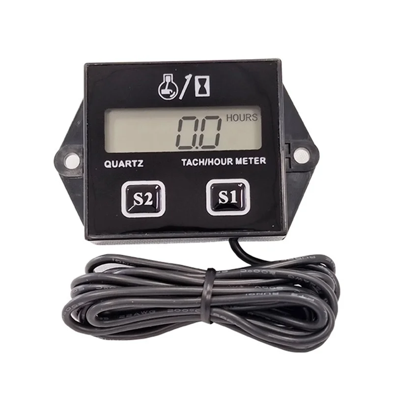 Digital Display Tachometer Timer Engine Tach Hour Meter Gauge Inductive Car Stroke Engine LCD Display for Car Motor Boatcar