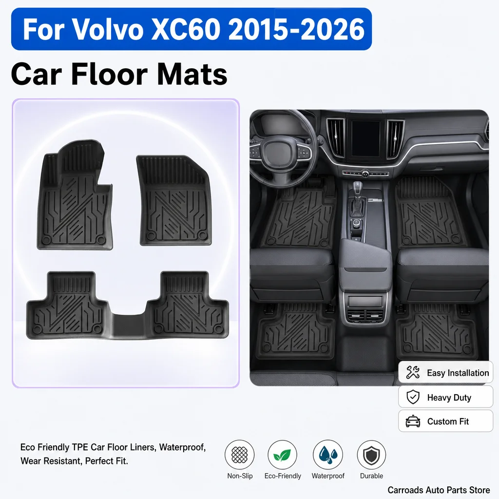 (LHD) Für Volvo XC60 2015-2026 Fußmatten Umweltfreundliche TPE-Autofußmatten Wasserdicht Verschleißfest Auto-Teppich-Zubehör