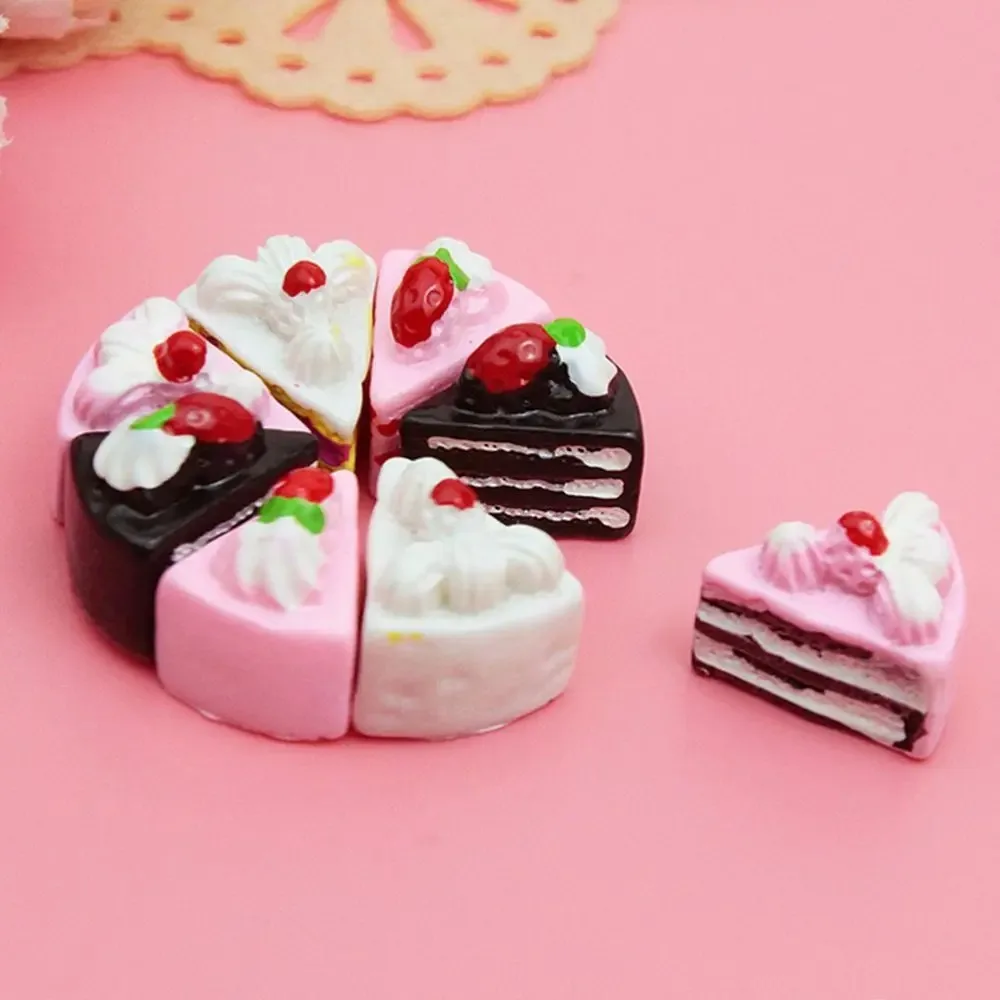 10 Stück Kawaii Puppenhaus-Kuchen, flache Miniatur-Kunst-Lebensmittelkuchen aus Harz, Puppenhaus-Dekor, Bastelbedarf, Puppenhaus-Spielküche, Spielzeug
