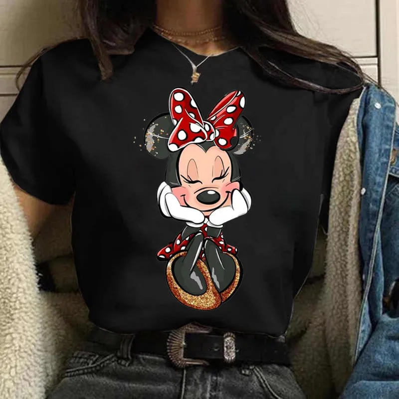 Kawaii Cartoon Disney T Shirt Cartoon Women Mickey Mouse Graphic Tees Cute Anime Tops Harajuku T-shirt Female