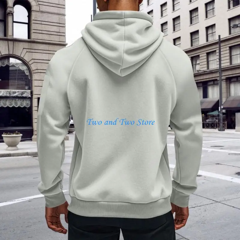 HX6F Lightweight Men's Fitness Hoodie Full Zip Adjustable Drawstring Hooded Sweatshirt For Training Hiking Daily Wear