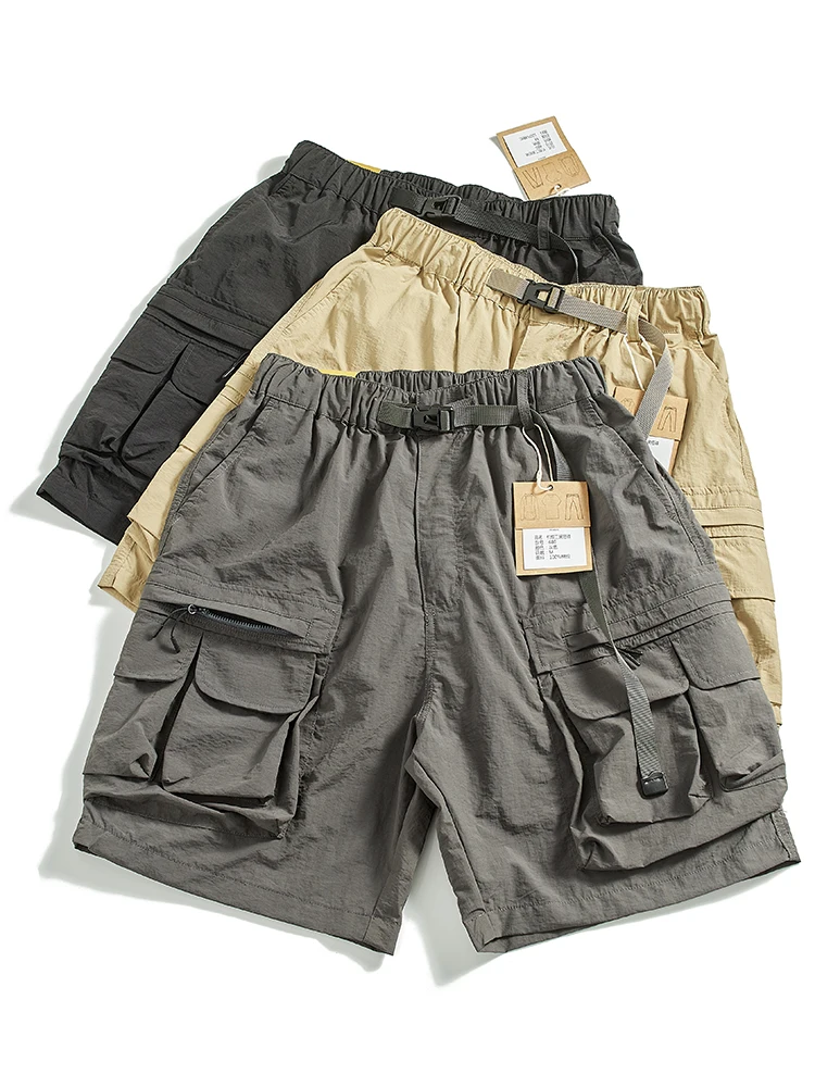 

Functional Waterproof Qui Dry Workwear orts Men's Loose Thin Summer New Faion Multi ket Casual Mid-Length Pants