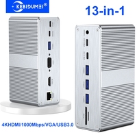 Vertical Docking Station 13-in-1 USB C Docking Station 4K HDMI-Compatible Gigabit Ethernet Adapter USB 3.0 HUB for PC Laptop