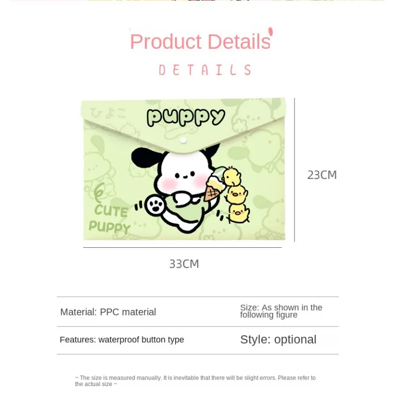 Cute A4 Button File Bag Waterproof Cartoon Shin-chan Paper Storage Bag School Office Supplies Pen Box Storage Bag