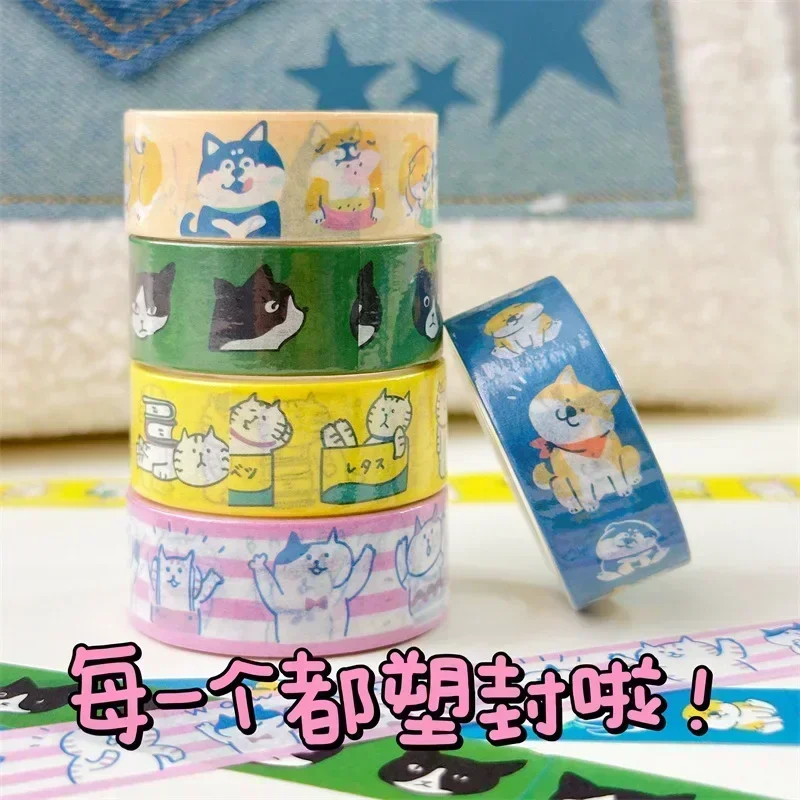 ملصق مواد الديكور DIY على شكل حيوان ياباني لطيف على شكل قطة شيبا إينو وشريط واشي