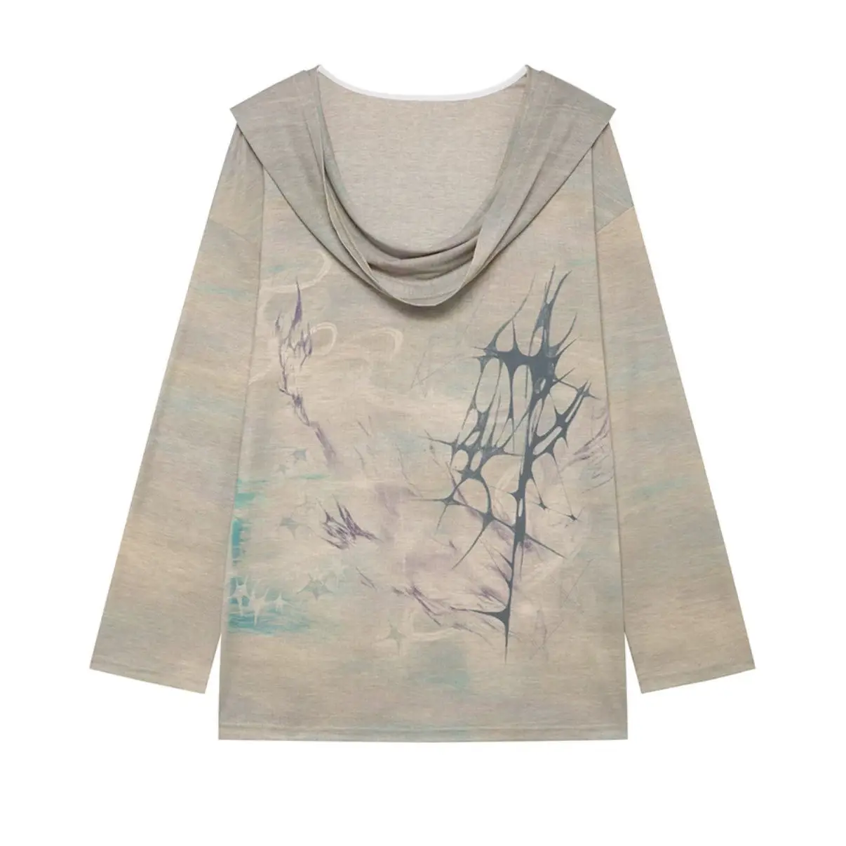 

Korejpaa Spring Autumn Hoodies Women Casual Printing Dark Khaki Lapel Hooded Long Sleeve Top Streetwear Slimming Ropa De Mujer