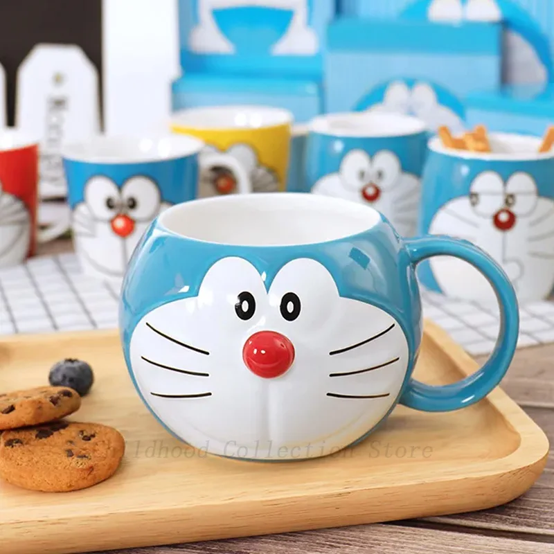 Kawaii Doraemon Action Figure Toys Ceramic Mug Funny Creative Cute Doraemon Cup Ceramic Cups Milk Handle Birthday Gifts For Kids