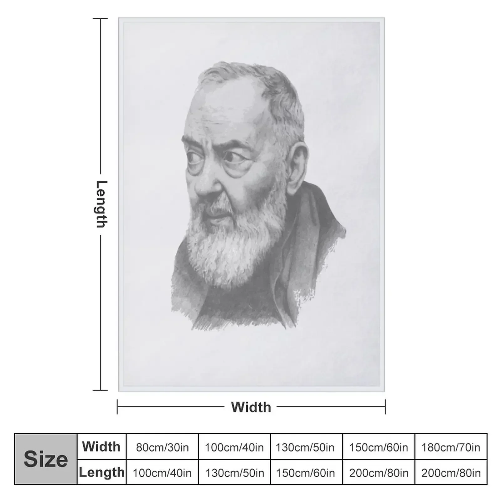 Saint Padre Pio Portrait Throw Blanket couch cozy soft plush fuzzy picnic outdoor blanket