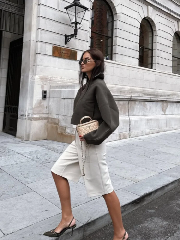 

Vintage Solid Women Jacket Loose Zipper Full Sleeve Stand Collar Female Jackets 2025 Autumn Winter Casual Lady Street Coats New