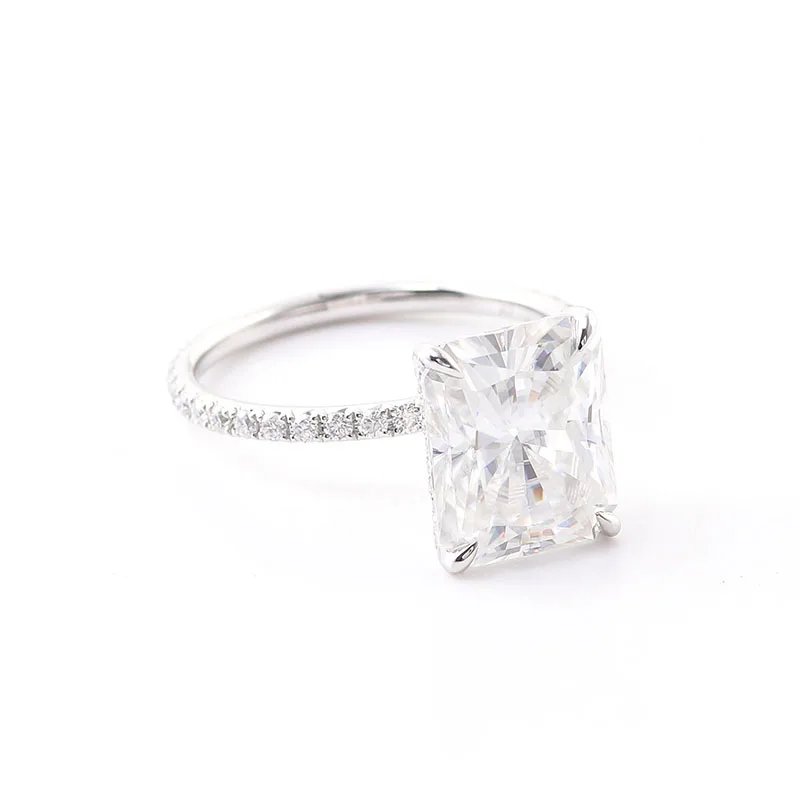 Provence 10k/14k/18k Moissanite Wedding Rings for Women Radiant Cut 3.5 CT D Color VVS1 Fine Jewelry With GRA Certificate