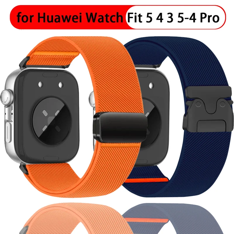Nylonarmband für Huawei Watch Fit 4-5 Pro, elastisches Sportarmband mit magnetischer/Fallschirmschnalle, bequemes Armband für Huawei Watch Fit 5 4 3